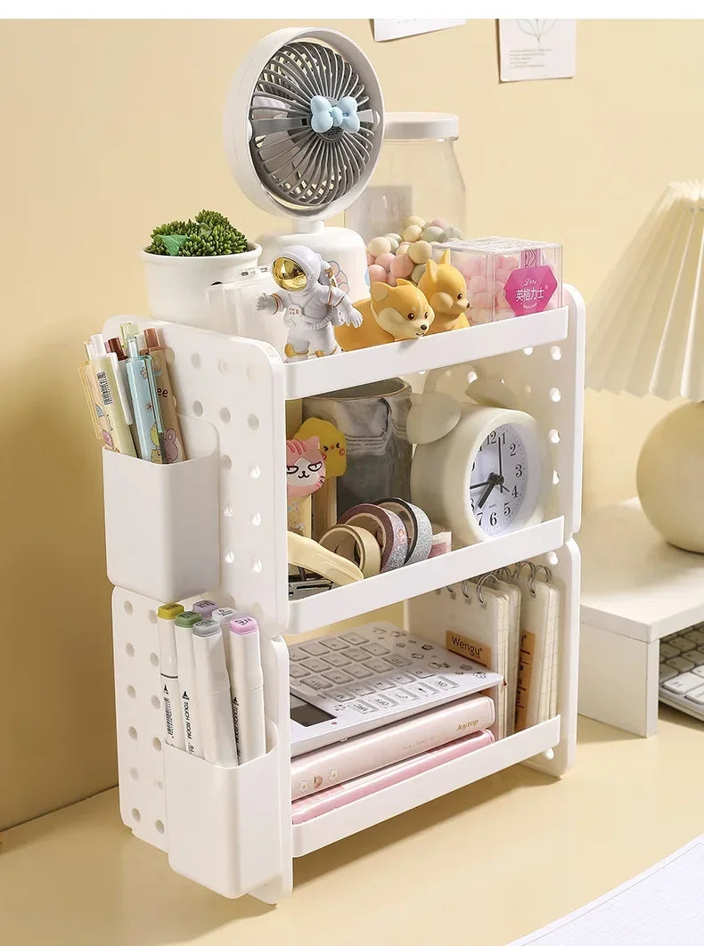 New Multi-functional 3-tier Desktop Organizer, Desktop Shelf, Hole Board, Pen Holder Office Desk Organizer, Desk Desk Organizer