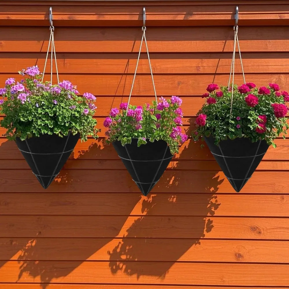 3pcs Durable Breathable Cone Shaped Liners Black Reusable Planter Basket Liners Eco-Friendly Felt Gardening Mats Enhanced Growth