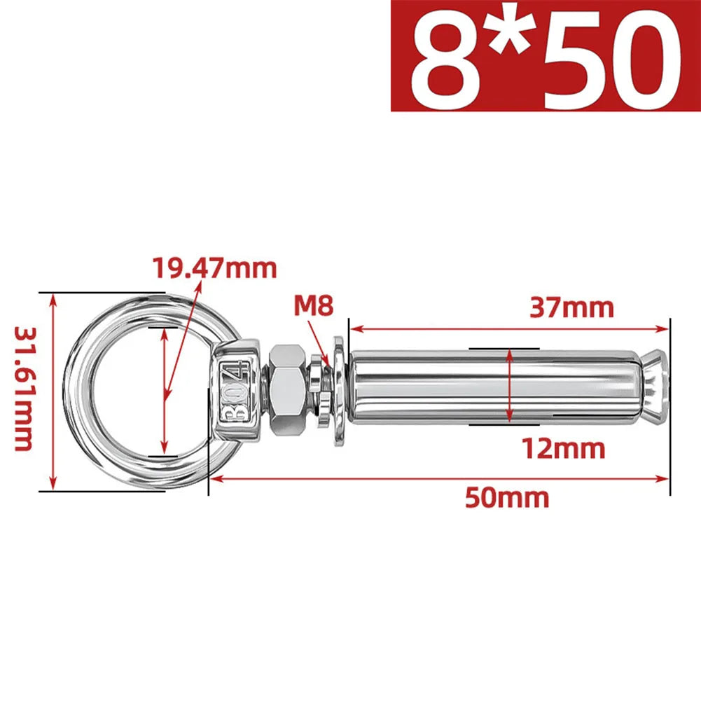 Eye Screws 304 Stainless Steel Construction Sites 100mm 15 Sizes Available Complete Size Range Lengthened Design