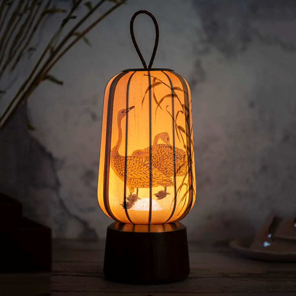 New Fabric Lanterns Portable Table lamp Traditional style Hand Art Drawing decoration Atmosphere Reading Lamp for Tea room