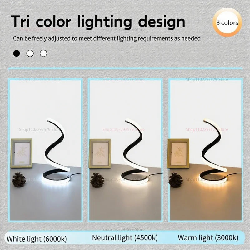 LED Night Light Spiral Table Lamp Modern Dimmable Bedside Lamp for Bedroom Living Room Office Kids Room Decor Night Lights