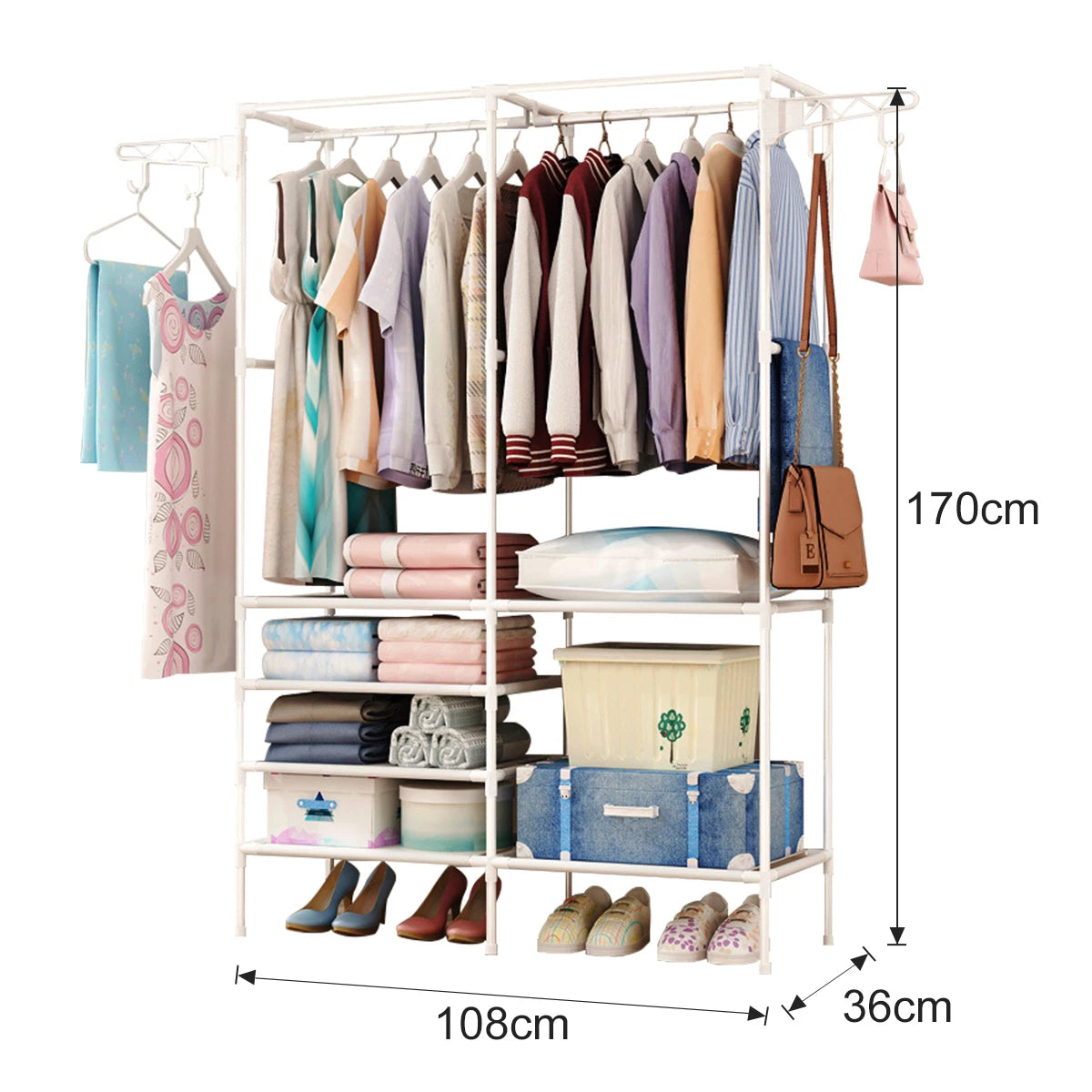 Wardrobe Portable Arara Multifunctional Dismontavel Color: White