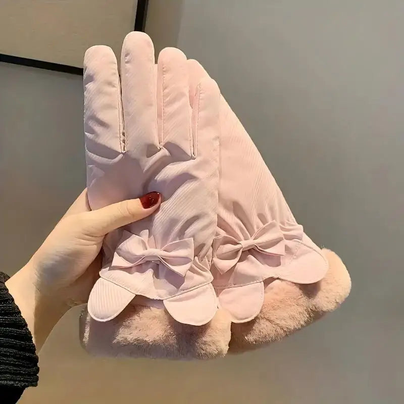 1 Pair Women's Winter Warm Gloves,Thick Fleece Lined,Touchscreen,Non-Slip Windproof,Fashionable Outdoor Gloves for Autumn/Winter