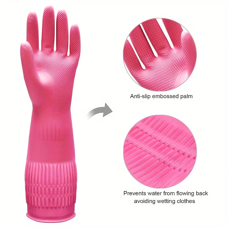 Cleaning Gloves 1 Pair Premium Household Waterproof Kitchen Dishwashing Non-Slip Durable Laundry Cleaning Supplies Tools