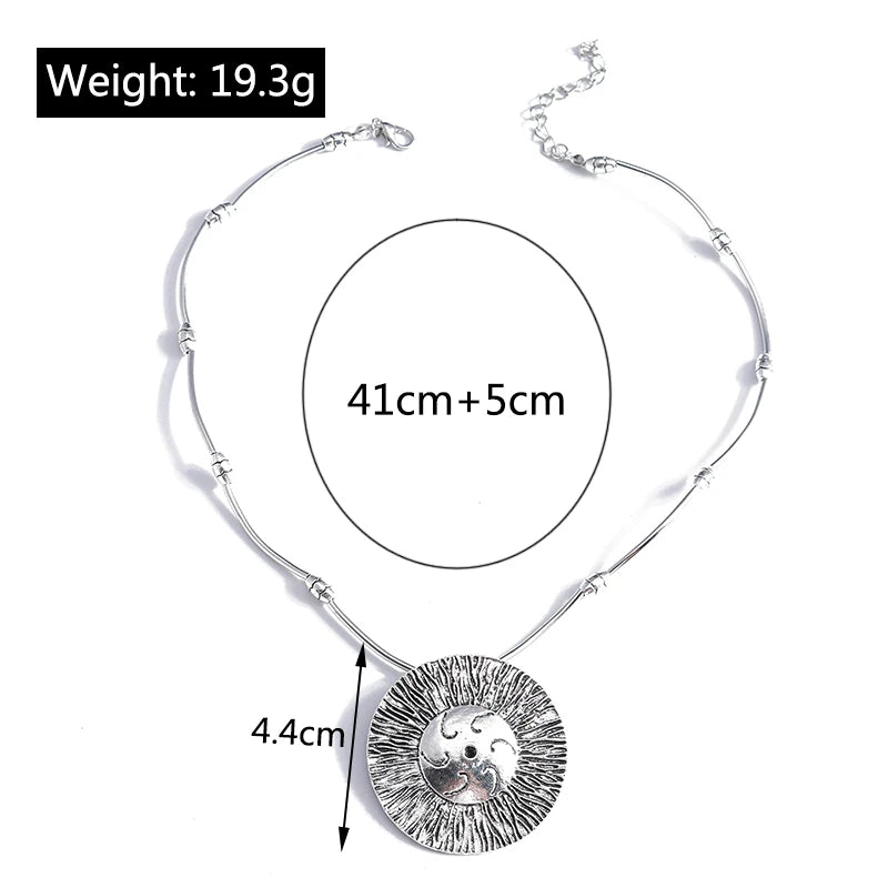 Fashion Choker Necklaces for Women Female Metal Round Vintage Statement Necklace Girls Party Holiday Jewelry Gifts
