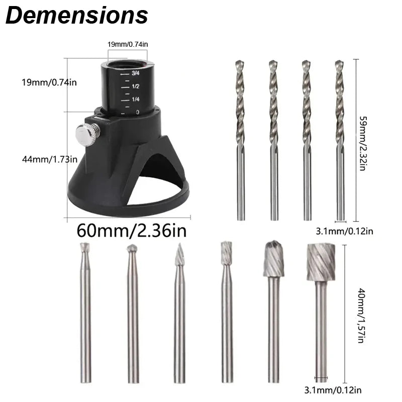 Dremel (Rotary Router Milling Cutter Guide Attachment Twist Drill Bit Wood Carving Tool Kit Dedicated Locator Woodwork Tool for Dremel)