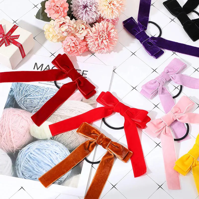 1Pcs Cute Bows Hair Ties For Girls Elastic Kids Hair Bands Holders Shine Headwear Girl Hair Accessories Scrunchie Ornaments Gift