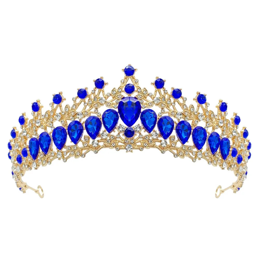 Trendy Shiny Baroque Queen Tiaras Elegant Luxury Alloy Princess Crown Dazzling Adjustable Bridal Headwear Photography Props