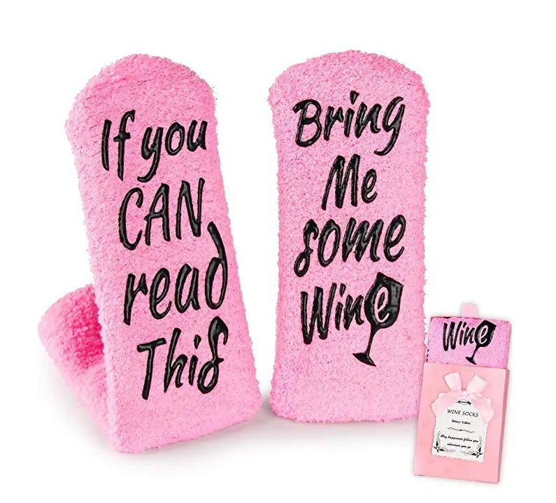 Luxury Fuzzy Wine Socks in Cupcake Gift Packaging Women Winter Fuzzy Plush Slipper Crew Socks Funny Accessory Present for Wife