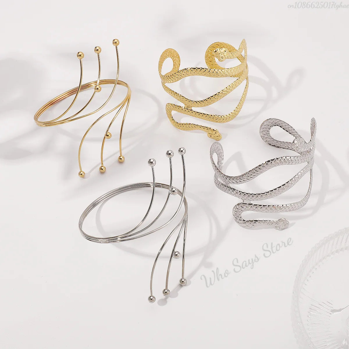 Lacteo Trendy Geometric Twisted Cuff Bracelet On The Upper Arm for Women Water Drop Shape Bangles Adjustable Jewelry Party Girls
