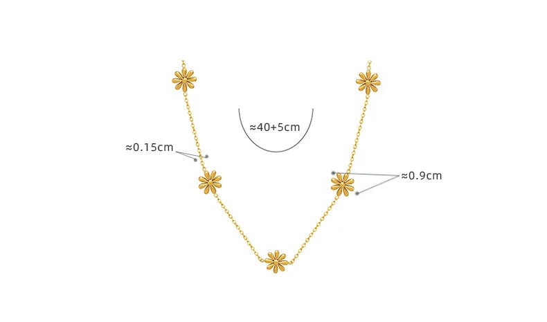 Fairy Chic Daisy Design Titanium Gold Plated Necklace No Fade Influencer Style