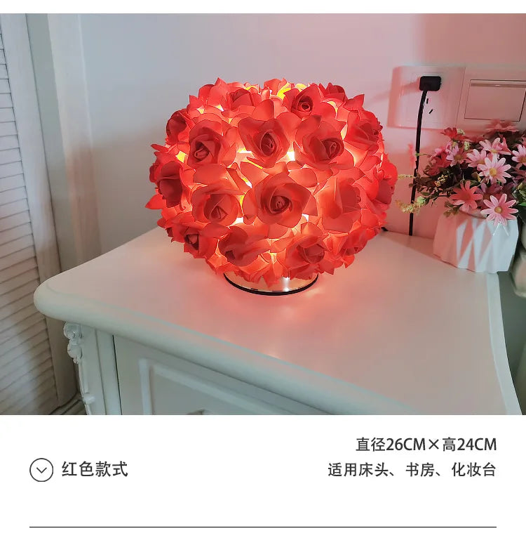 Nordic Rose Flower Bouquet Table Lamps Romantic Bedside Night Lights Wedding Decoration (Free Shipping) 💝💖🌹 (Free Shipping) 💝💖🌹