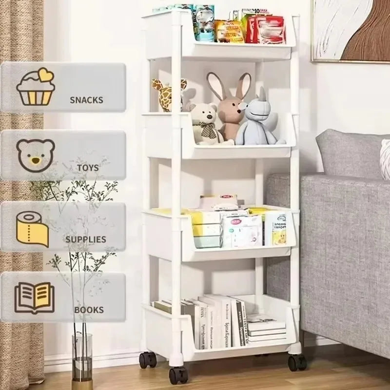 Storage Rack Is Movable and Adjustable Suitable for Kitchen Bathroom Space Saving Storage Rack Home Decoration Storage Products