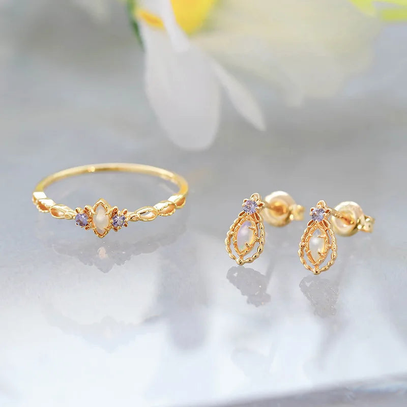 Natural Opal Ring For Women Gemstone 925 Sterling Silver Gold Filled Fine Jewelry