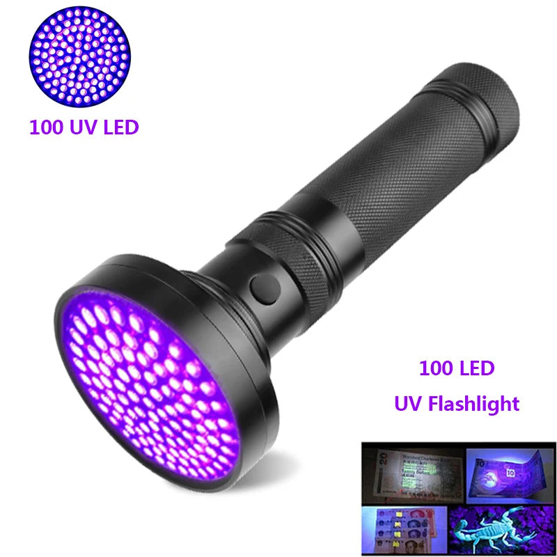 UV Flashlight 21/51/100 LED UV Light 395nm UV Flashlights Ultraviolet Torch Black Light Detector for Dry Pets Urine Stains Bug