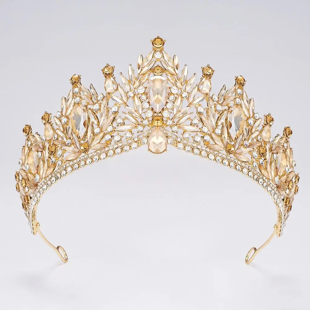 Luxury Baroque Queen Tiaras Elegant Adjustable Alloy Princess Crown European Style Dazzling Bridal Headwear Birthday Party
