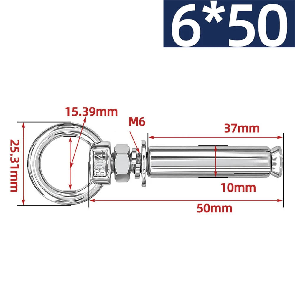 Eye Screws 304 Stainless Steel Construction Sites 100mm 15 Sizes Available Complete Size Range Lengthened Design