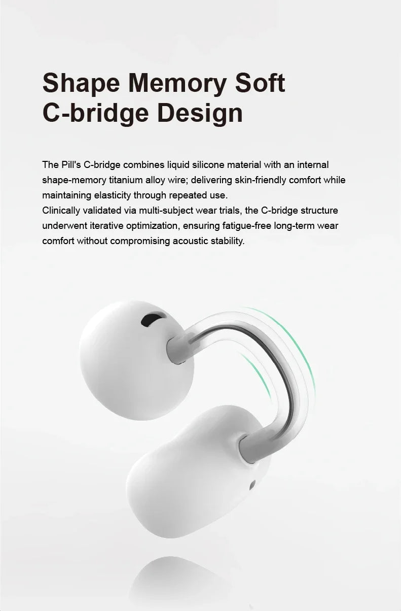 MOONDROP PILL Open Ear Headphones Bluetooth 6.0 OWS Hanging Earphones IPX4 Open Ear Clip Wireless Earbuds Built-in AI ENC MD-0WS