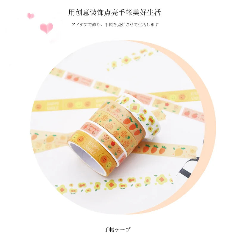 5 PCS Kawaii Washi Tapes Set Scrapbooking Stickers Supplies Japanese Cute korean stationery Journaling Aesthetic Masking tape