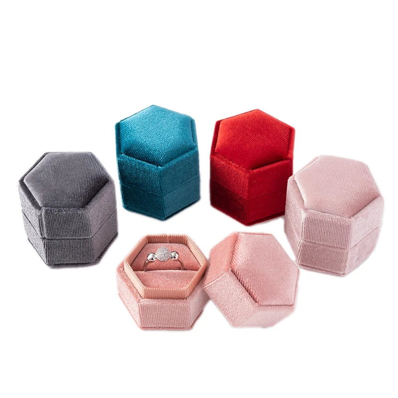 Velvet Single Ring Box Gift Jewelry Organizer Packaging for Wedding Ceremony Engagement Display Storage Supplies Accessories