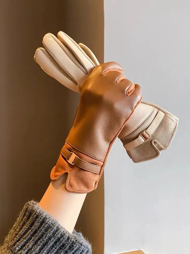 2025 New Gloves for Women in Winter Warm and Plush Thickened Cold Proof Driving Touch Screen Gloves for Outdoor Cycling