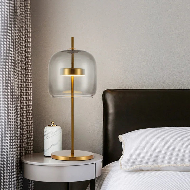 Modern Glass Lampshade Led Table Lamp Simple Bedroom Bedside Desk Lights Nordic Creative Designer Glass Home Decor Table Lamps