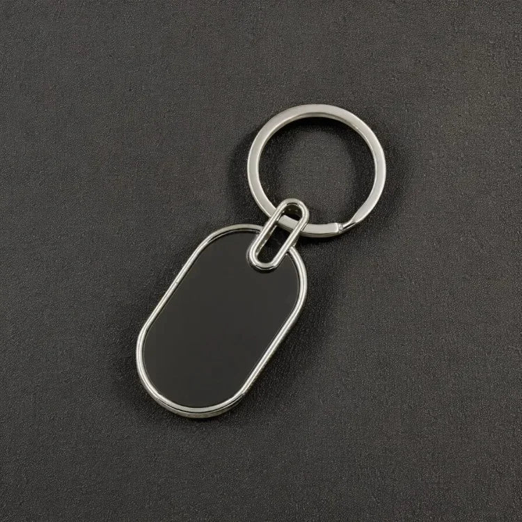 Custom Engraving Logo Name Metal Keychain Personalized Keyring Key Ring Chain Plate Laser Marking Black Mirror Promotional Gift