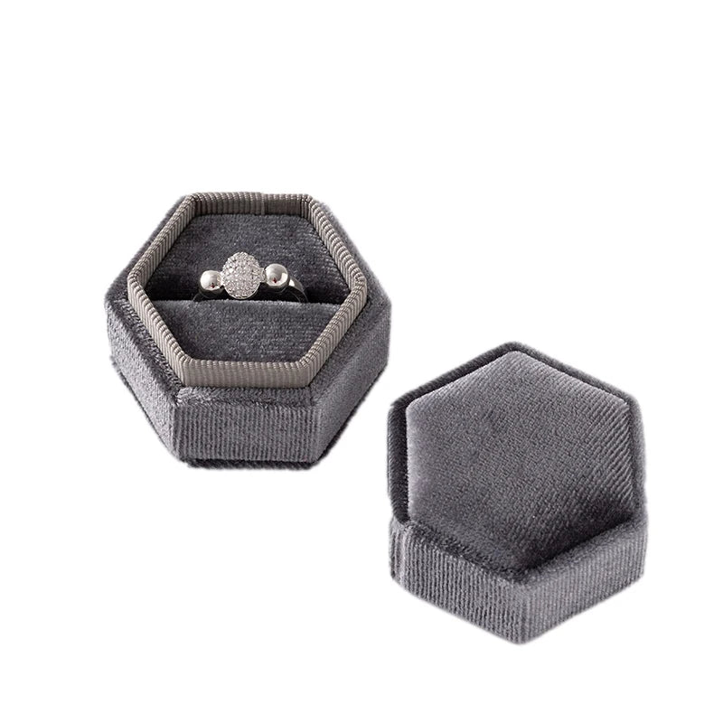 Velvet Single Ring Box Gift Jewelry Organizer Packaging for Wedding Ceremony Engagement Display Storage Supplies Accessories