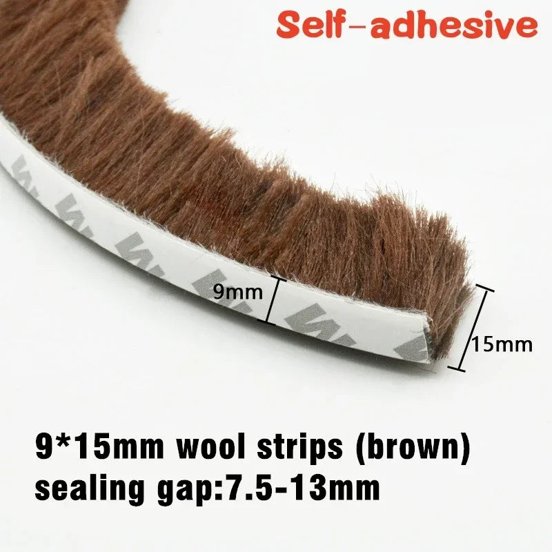 10M Aluminum Sliding Door Window Brush Seal Strip Weatherstrip Draught Excluder Dustproof Card Slot Sealing Tape Door Gasket