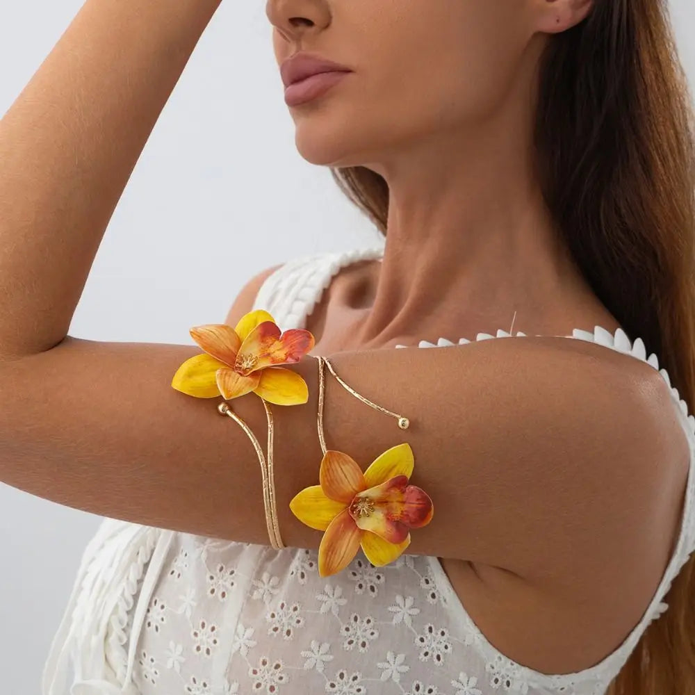 Fairy Adjustable Flower Arm Chain Exquisite Trendy Armband Exotic Style Egg Flower Open Arm Bangle Arm Accessories