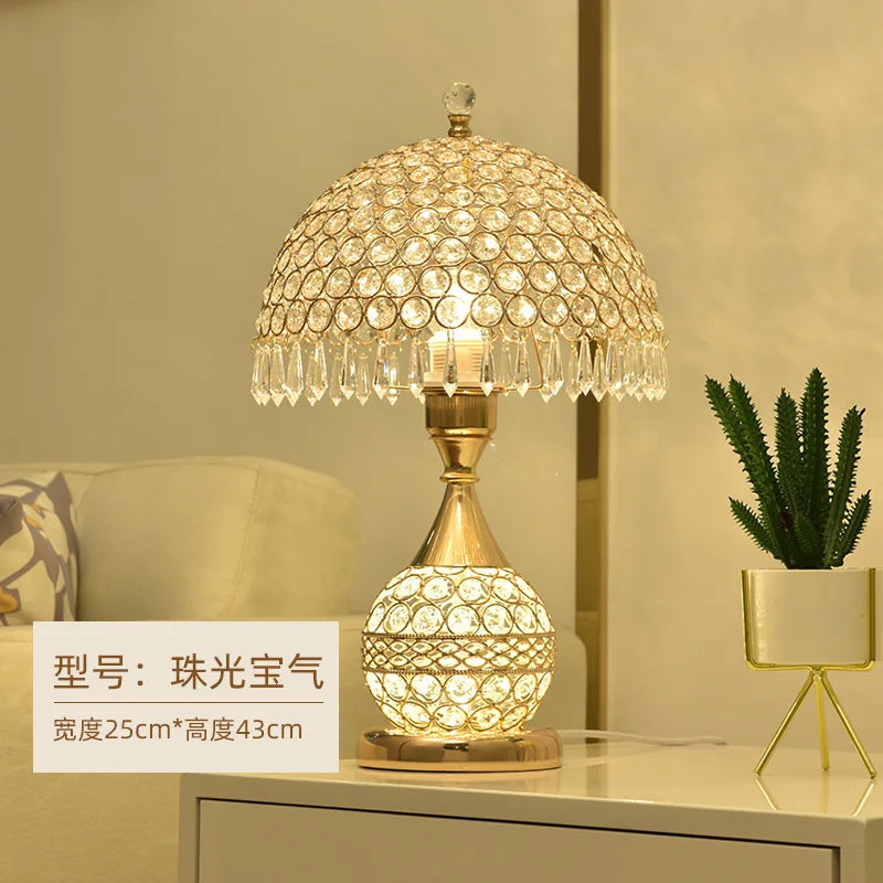 European-Style Crystal Table Lamp Ins Simple Modern Bedroom Warm Romantic Fashion Creative Decorative Bedside Lamp