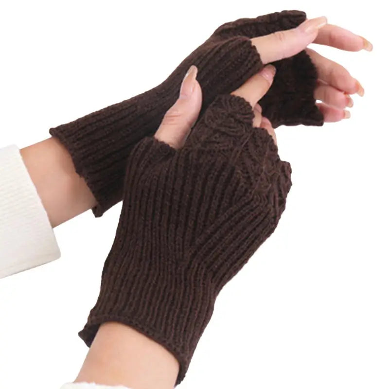 Women Knitted Warm Half Gloves Autumn Winter Fingerless Gloves Arm Sleeve Girls Fashion Casual Accessories Mittens