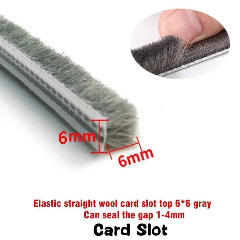 10M Aluminum Sliding Door Window Brush Seal Strip Weatherstrip Draught Excluder Dustproof Card Slot Sealing Tape Door Gasket