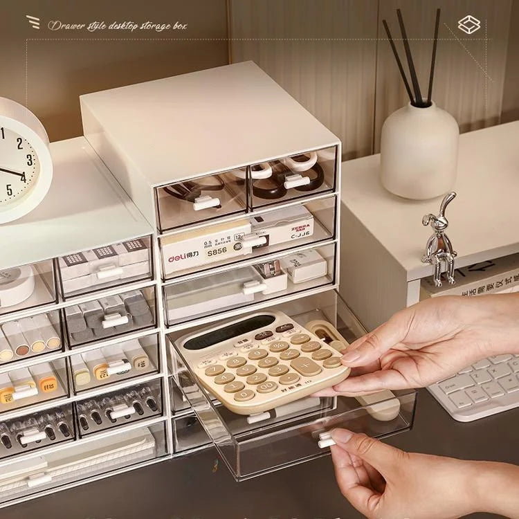 Desktop Organizer Der Sle Transparent Storage Box Stationery Supplies Arrangement Box Office Desk Workstation Transforma...