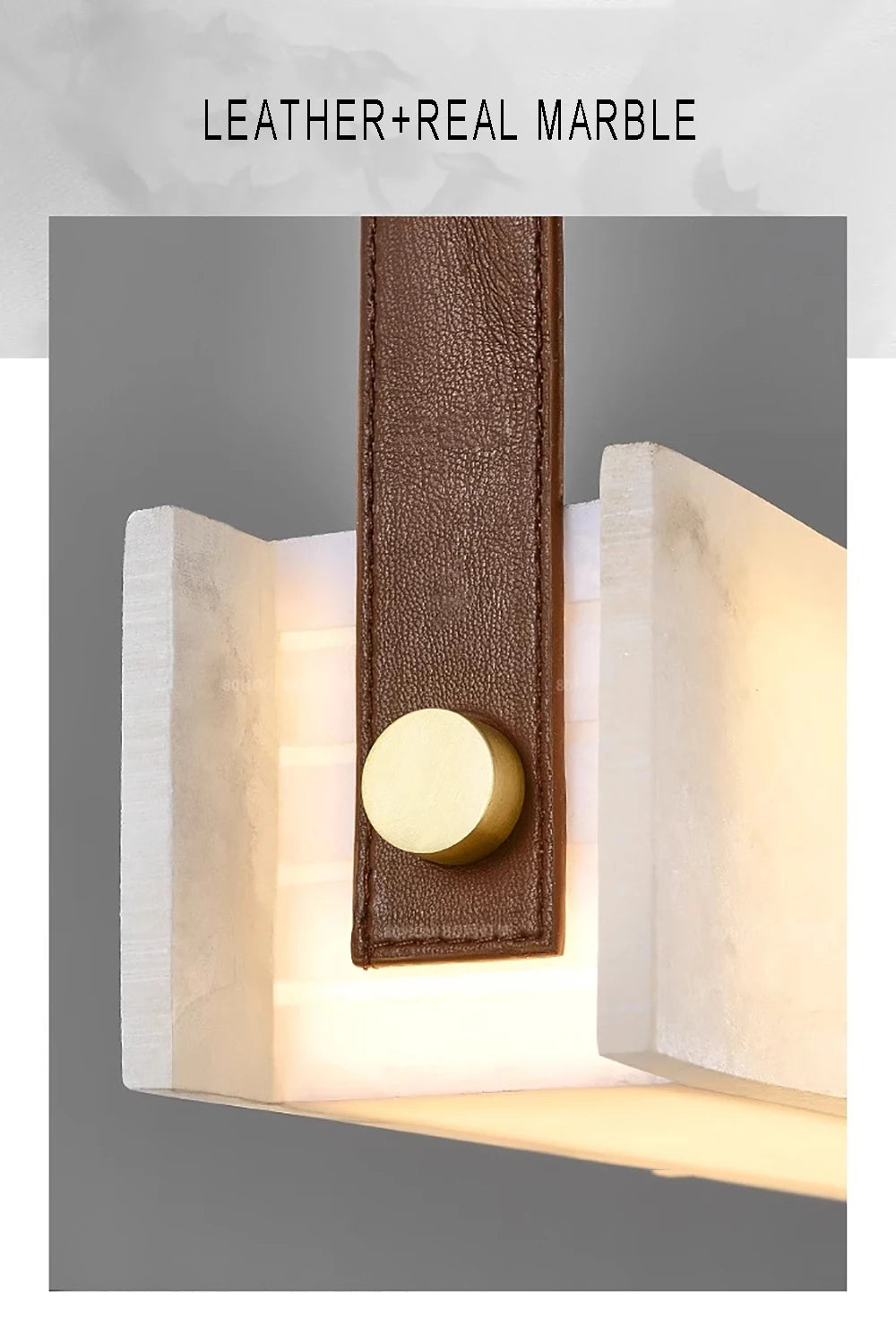 LED Light Luxury Leather Long Spanish Marble Pendant Light for lustre Living Room Recessed Decorative Lighting Ceiling Fixtures.