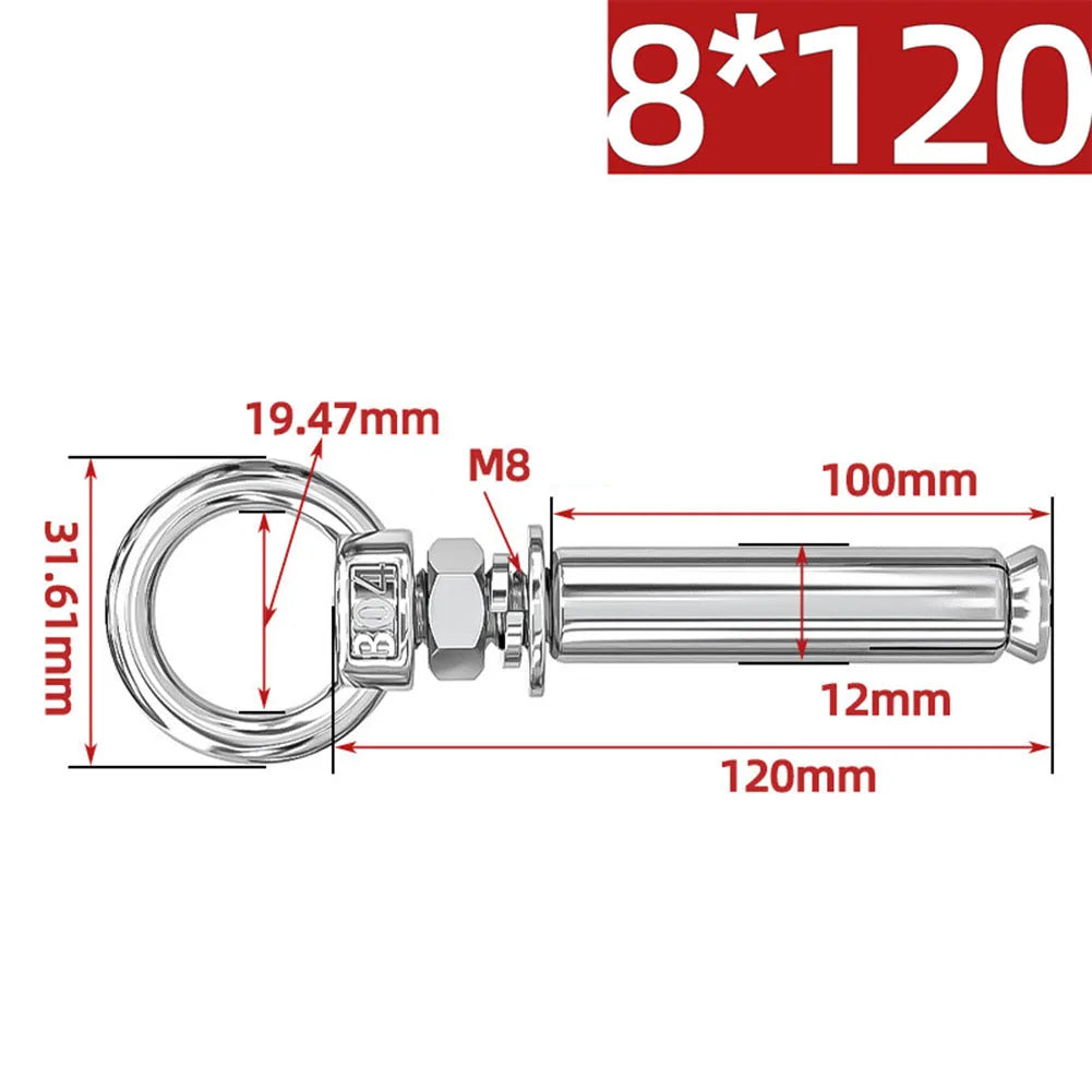 Eye Screws 304 Stainless Steel Construction Sites 100mm 15 Sizes Available Complete Size Range Lengthened Design