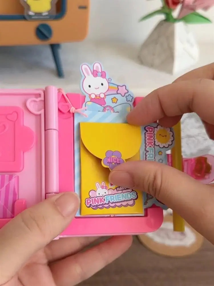 Cartoon Pink Rabbit Secret Mini Notebook Secret Diary Creative Handmade Diy Simulation Girl Toy Set Gift Birthday Gift