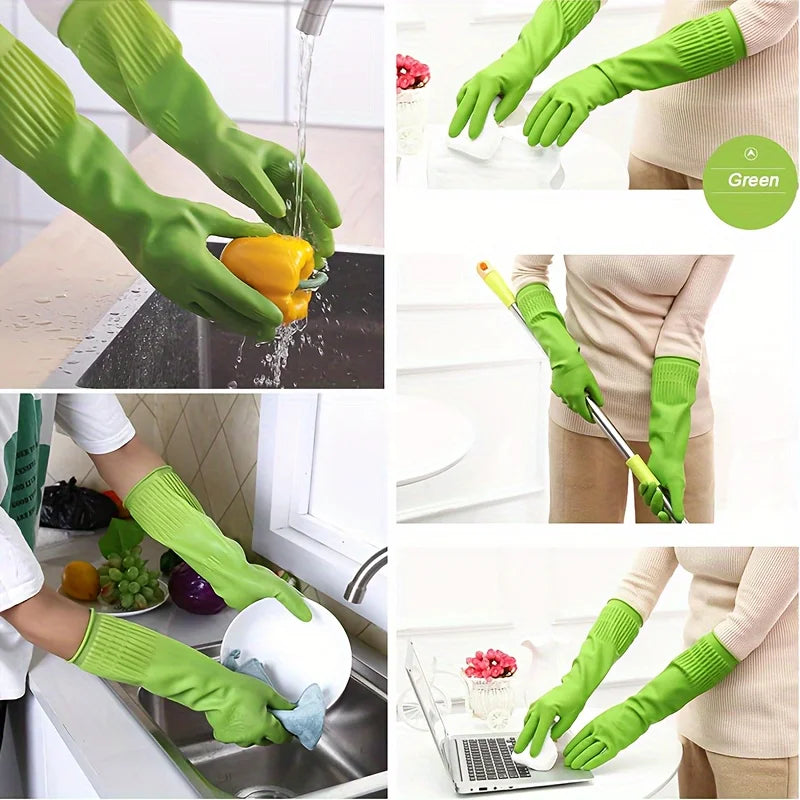 Cleaning Gloves 1 Pair Premium Household Waterproof Kitchen Dishwashing Non-Slip Durable Laundry Cleaning Supplies Tools