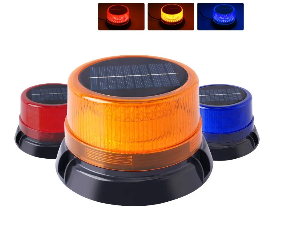 LED Solar Magnetic Flash Warning Light Night Flashing Lamp USB charge Car Truck Roof Beacon Strobe Emergency Light