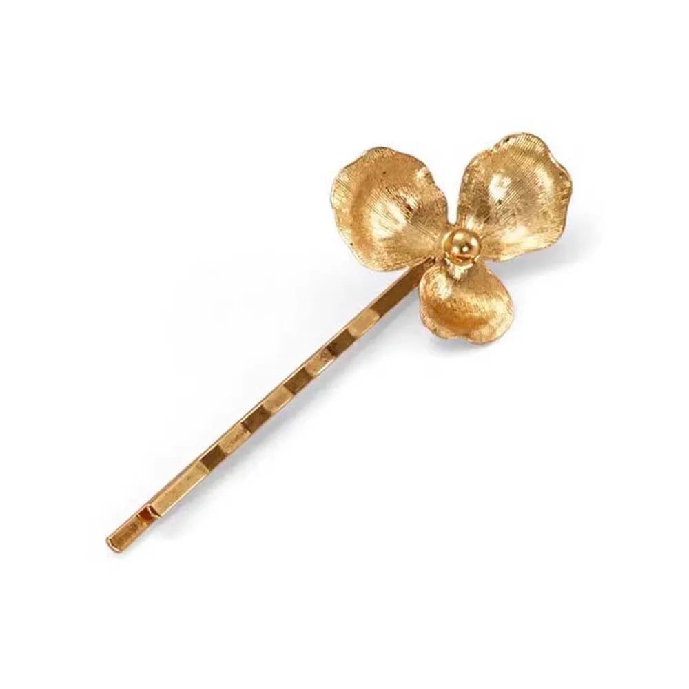 5pcs Elegant Golden Flower Hair Forks Hairstyle Tools French Style Pearl Side Clips Hair Accessories Retro Wave Alloy Barrettes