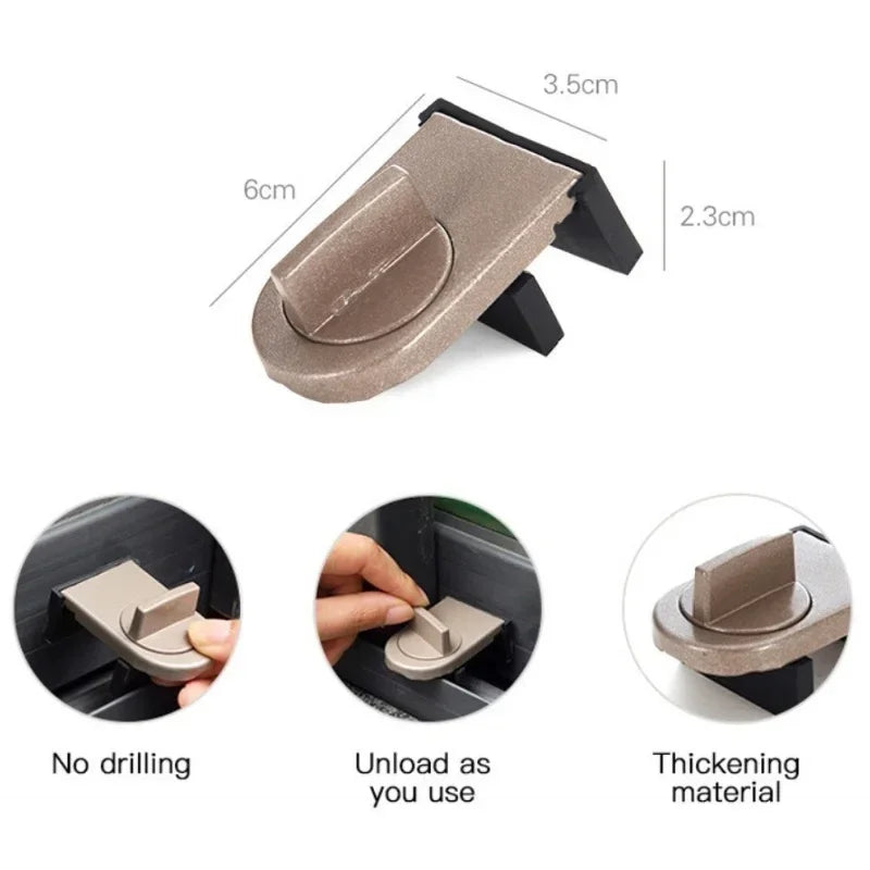 4 Pcs Window Safety Lock Aluminum Alloy Sliding Lock Sliding Door Anti-theft Lock Adjustable Buckle Window Stopper Lock for Home