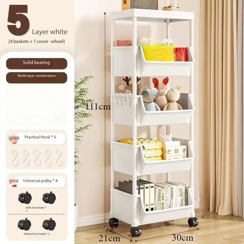 Storage Rack Is Movable and Adjustable Suitable for Kitchen Bathroom Space Saving Storage Rack Home Decoration Storage Products