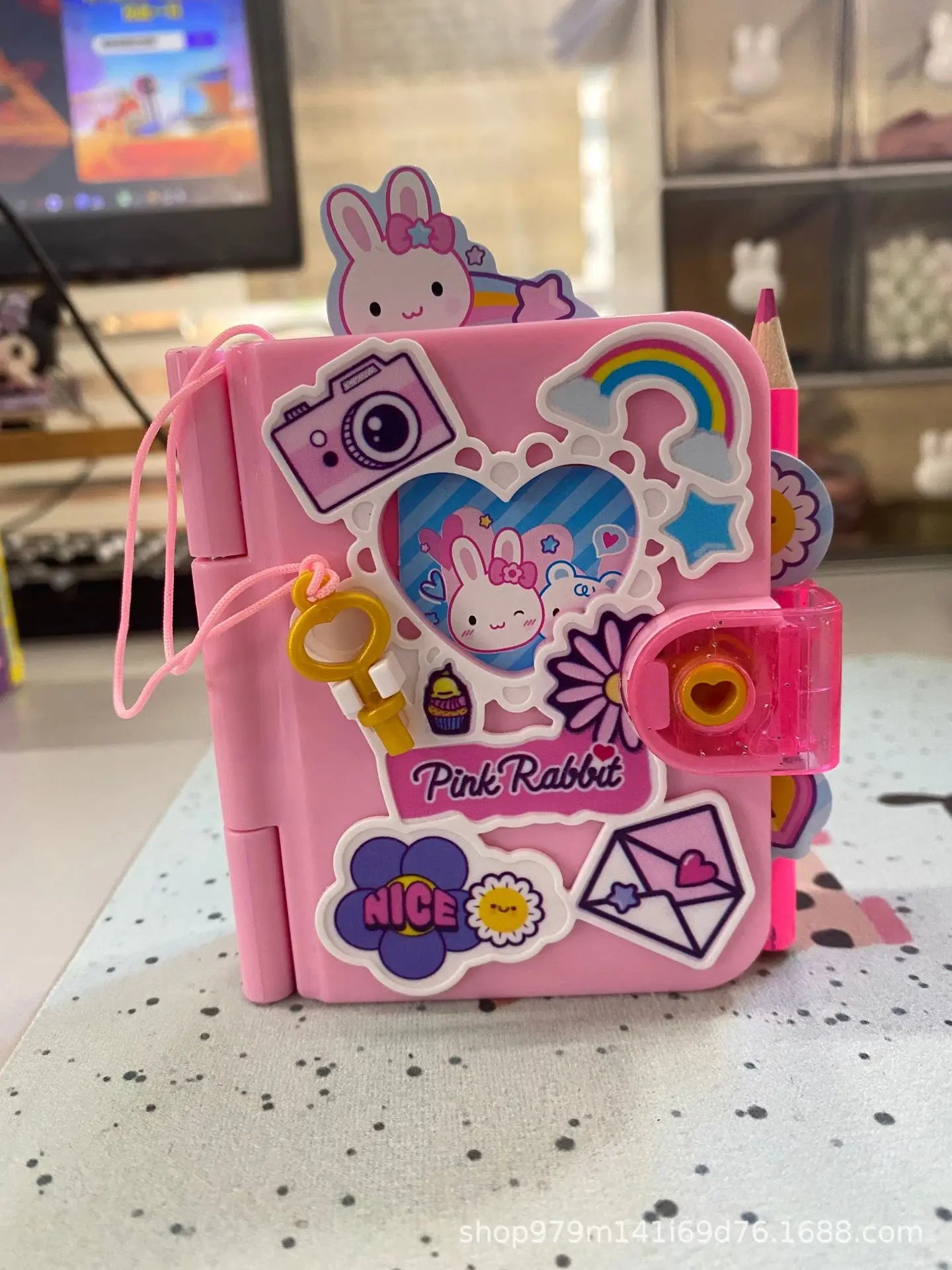 Cartoon Pink Rabbit Secret Mini Notebook Secret Diary Creative Handmade Diy Simulation Girl Toy Set Gift Birthday Gift