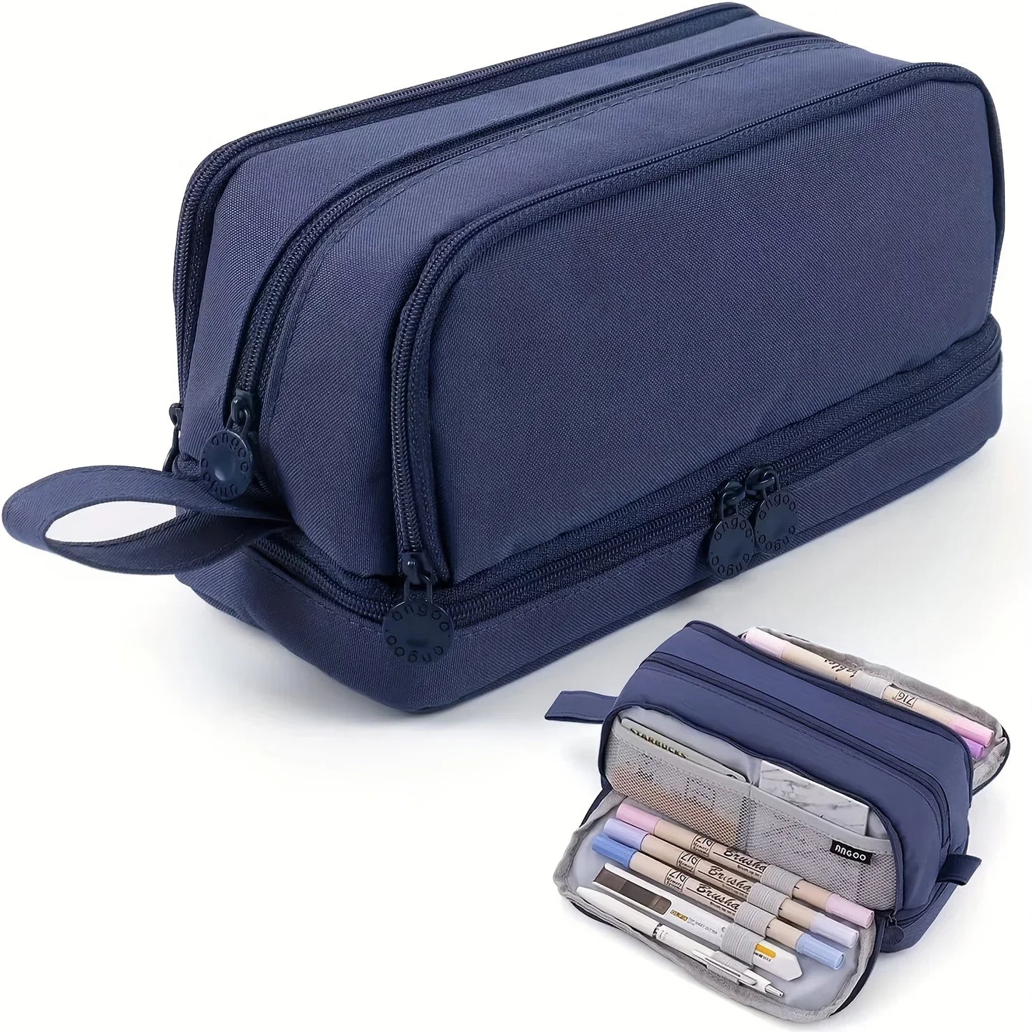 Large capacity stationery case, durable oxford cloth pencil case, portable organizer for school, office and university supplies