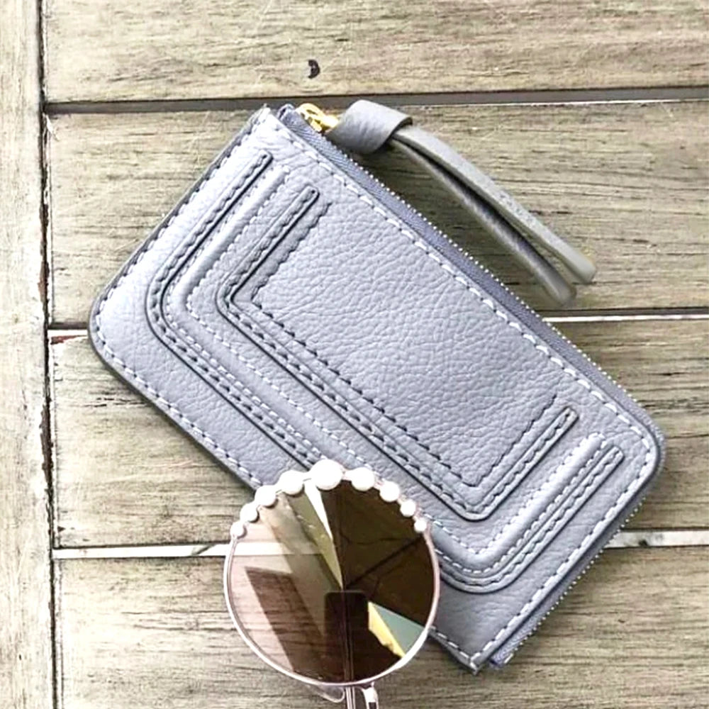 Luxury Genuine Leather Card Wallet Woman Custom Name Brand Card Holder Casual Zipper Lady Engraving Coin Purse Personalized Gift
