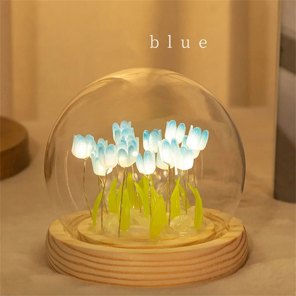 Artificial Tulip Flower Night Light Handmade DIY Bedside Lamp LED Night Lamp Bedroom Decor Christmas Birthday Gifts Table Lamp (Free Shipping) ššš¹ (Free Shipping) ššš¹