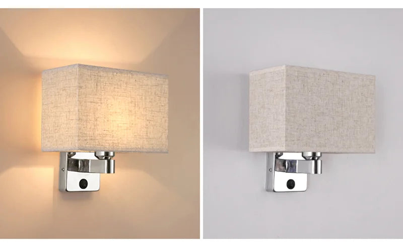 LED Lights Indoor Lighting Fabric Lampshade Wall Lamps for Bedside Bedroom Living Room Hotel Stairs Hotel Home Decoration