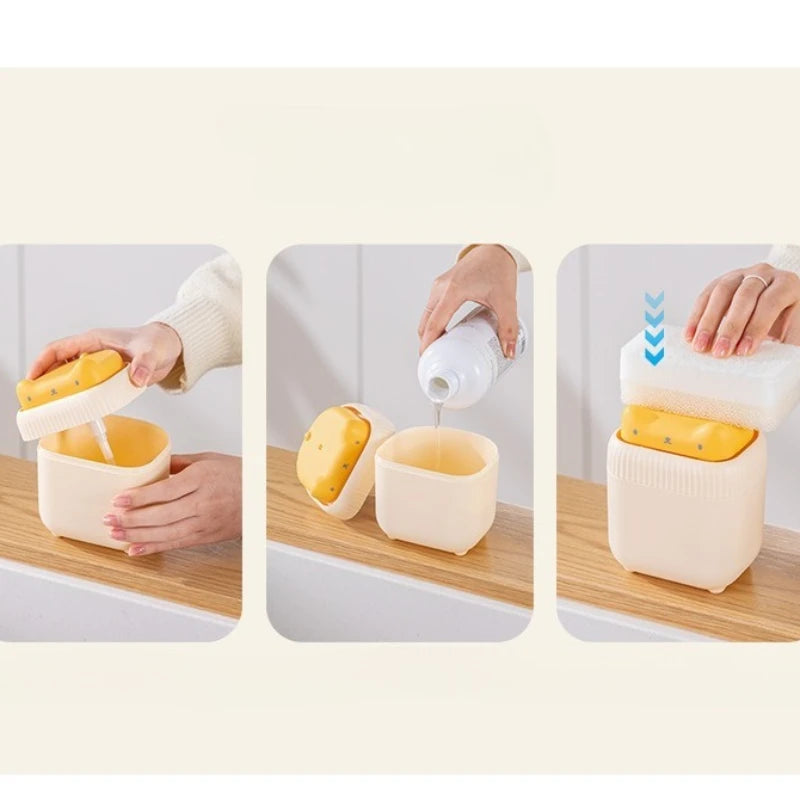 1PC Press-Type Soap Dispenser Cute Manual Dispenser Useful Kitchen Gadgest Sponge Press Soap Dispensers for Dish Cleaning
