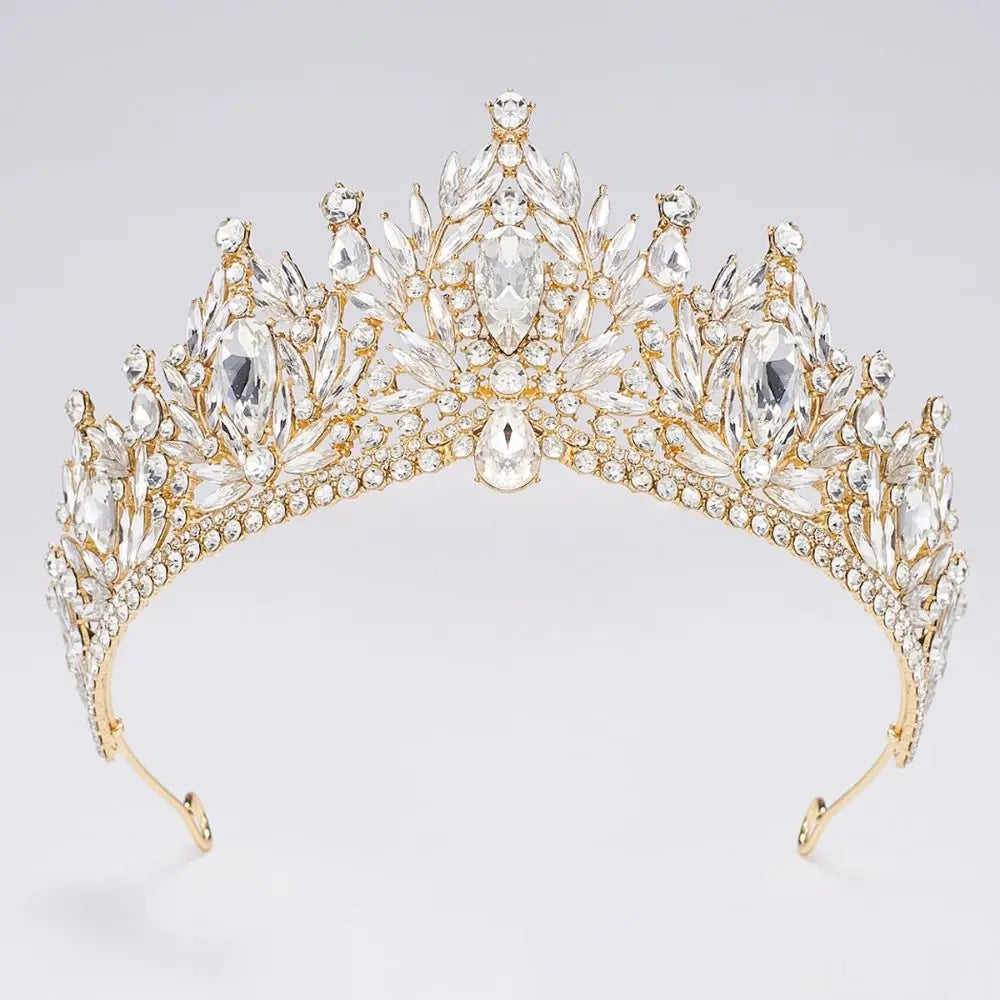 Luxury Baroque Queen Tiaras Elegant Adjustable Alloy Princess Crown European Style Dazzling Bridal Headwear Birthday Party