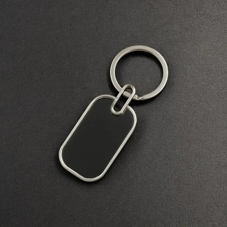 Custom Engraving Logo Name Metal Keychain Personalized Keyring Key Ring Chain Plate Laser Marking Black Mirror Promotional Gift